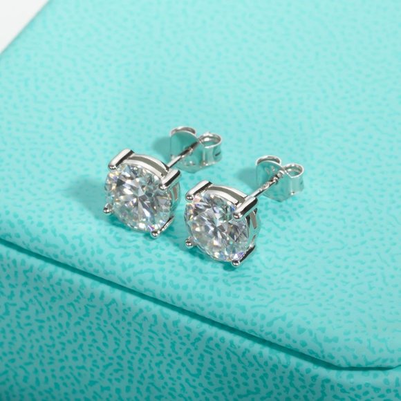 Certified 4ct. t.w. Moissanite Diamond Round Stud Earrings NEW A - Picture 6 of 13